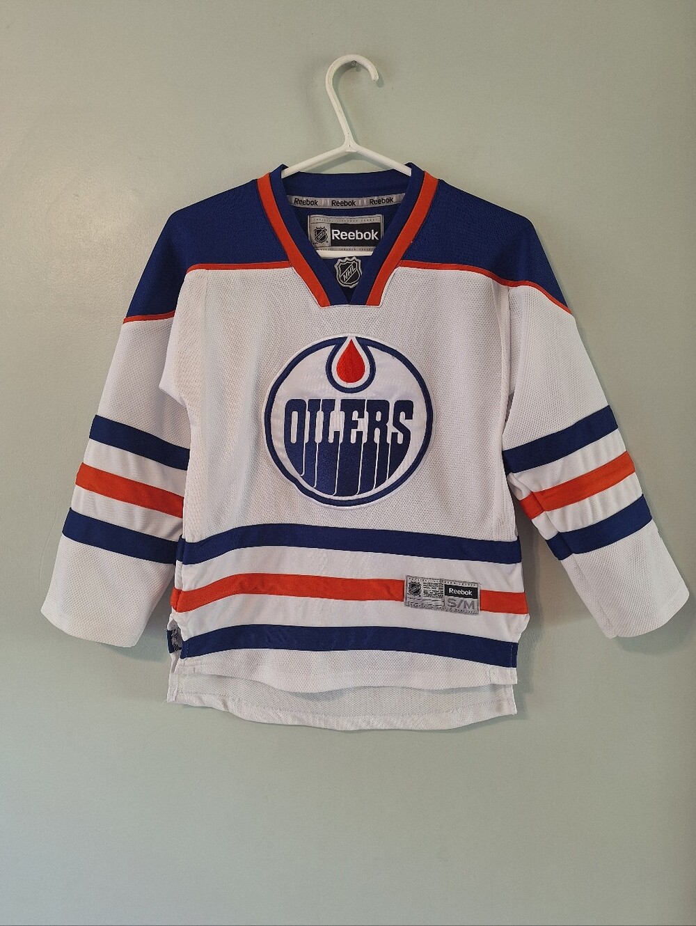 Reebok Edmonton Oilers White Blue Orange NHL Jersey - Youth S/M